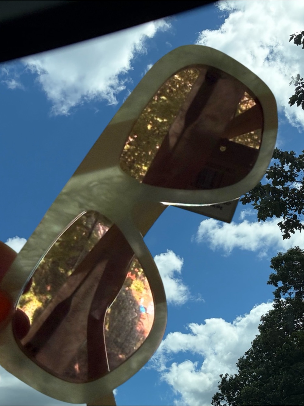 Karen Walker White Marble Sunglasses with Rose-Tinted Lenses